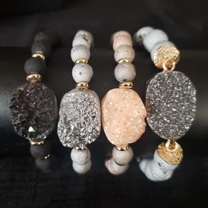 Titanium Crystal Agate Druzy Quartz Geode stretch braclets.